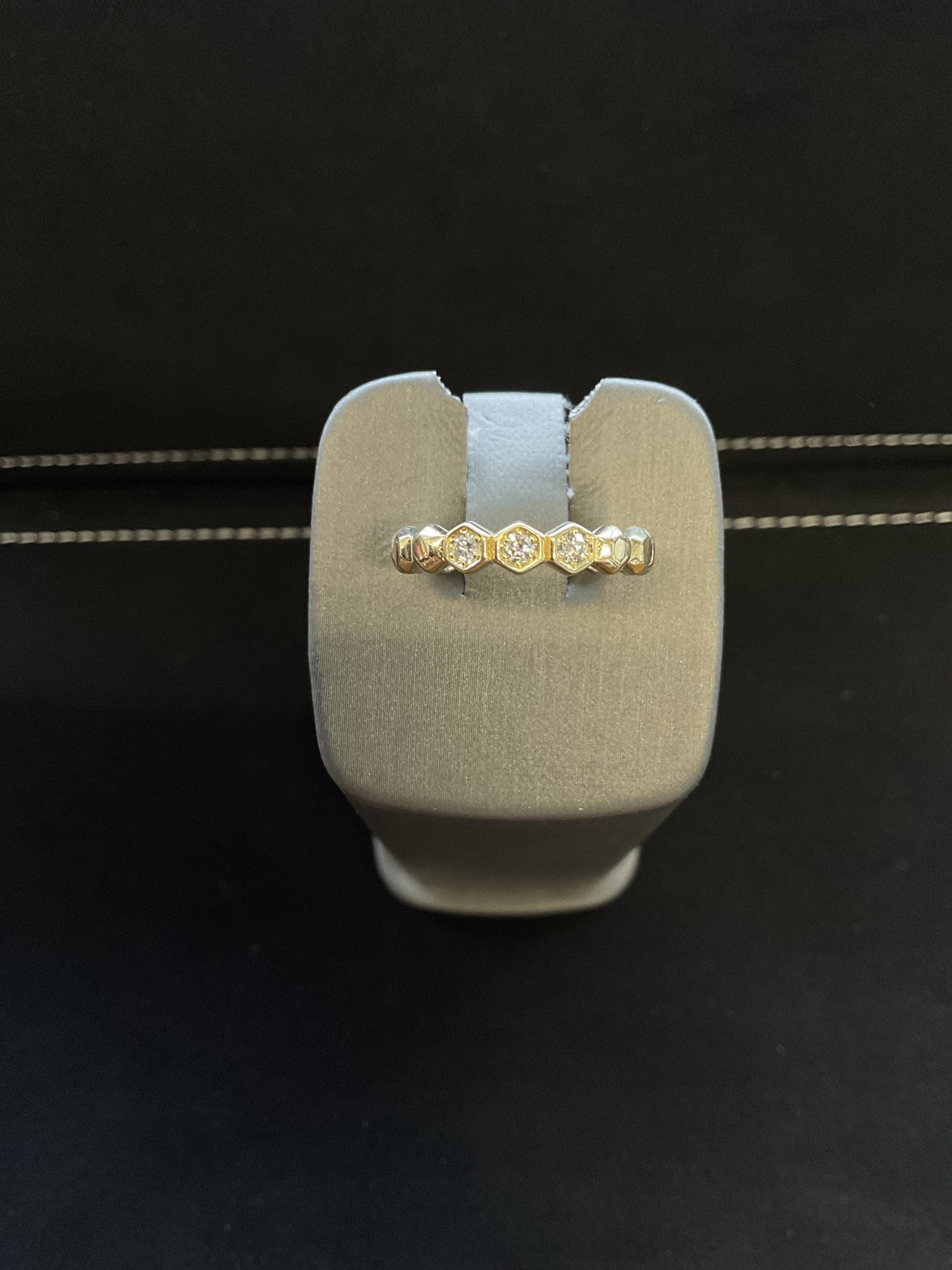 0.13CTW Round Brilliant Cut Diamond 14KT Yellow Gold Hexagon Stackable Band