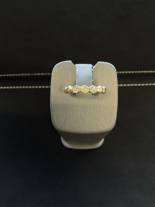 0.13CTW Round Brilliant Cut Diamond 14KT Yellow Gold Hexagon Stackable Band