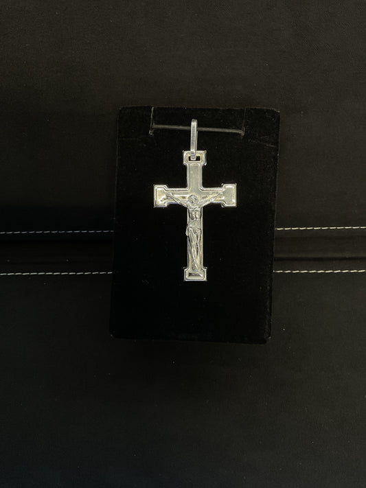 Sterling Silver Squared Edge Polished Crucifix Pendant