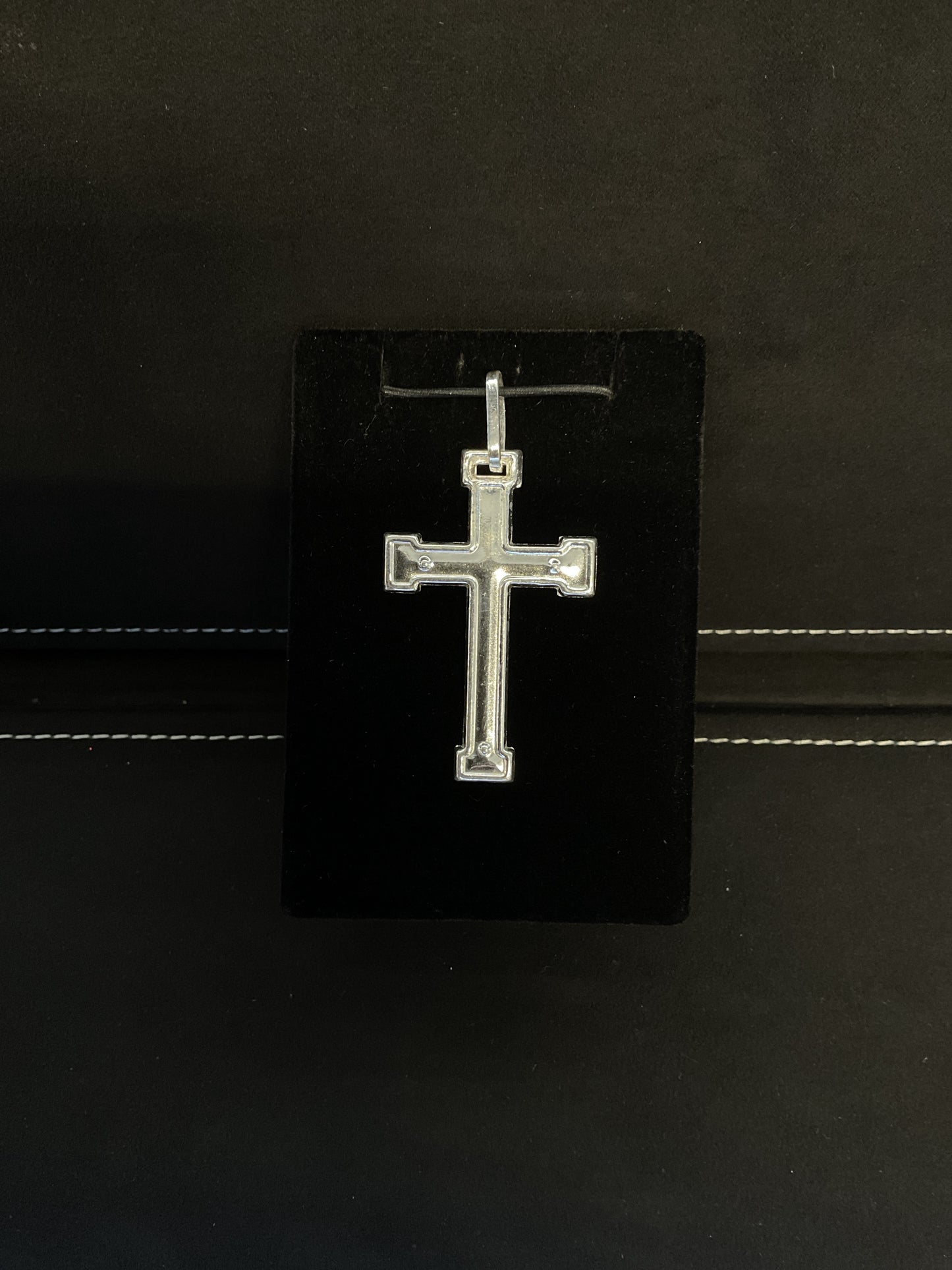Sterling Silver Squared Edge Polished Cross Pendant