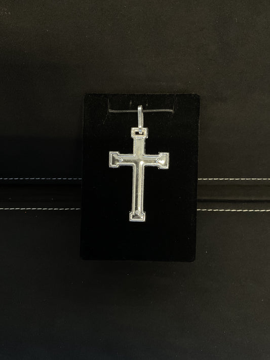 Sterling Silver Squared Edge Polished Cross Pendant