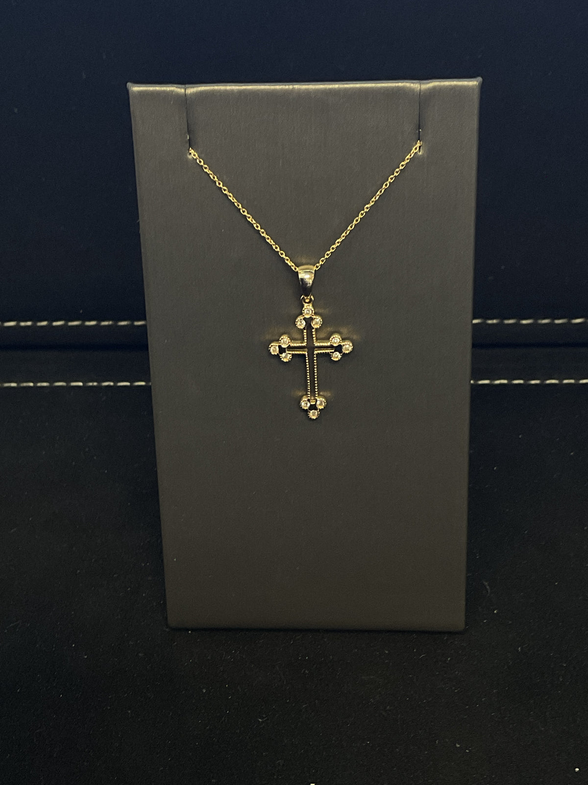 0.10CTW Tri-Diamond Tip Cut Out Cross Pendant, 14YG, 18" Chain, OSTBYE: E81-P11549 , DNCRY, WY/IO