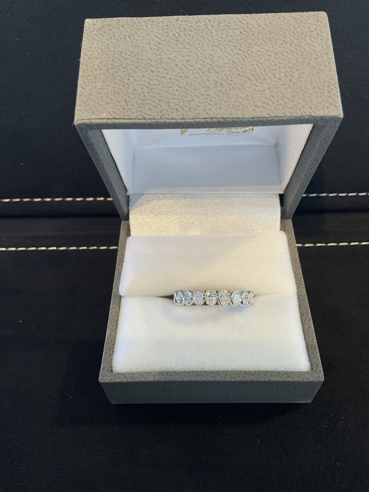 1.05CTW Oval Cut Bezel Set Diamond 14KT White Gold Band