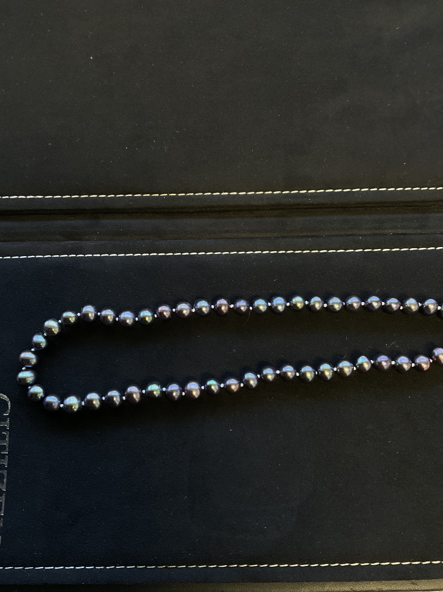 Black Freshwater Pearl Strand Necklace with 14KT Yellow Gold Catch