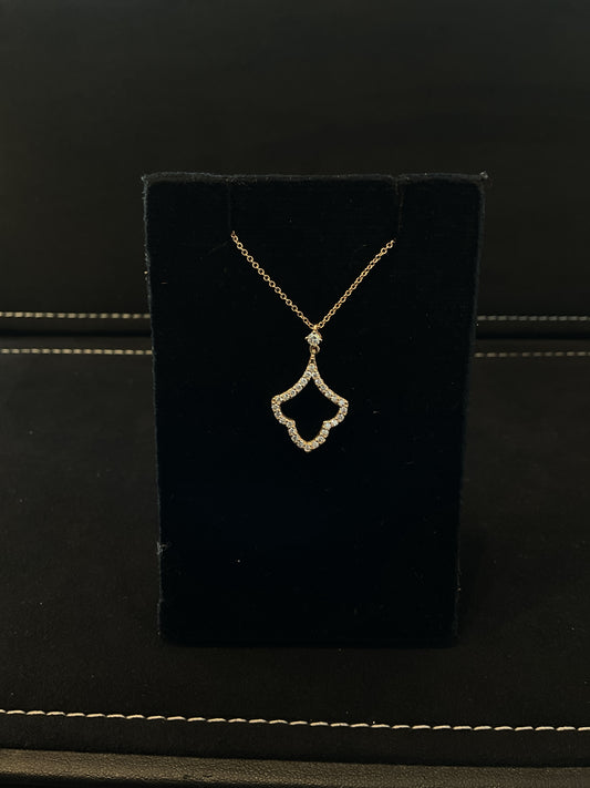 .31 CTW Fancy Drop Leaf Shape 14KT Rose Gold Round Brilliant Cut Diamond Necklace 18" Chain