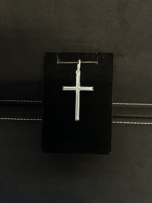Sterling Silver Plain Flattened Edge Cross Pendant