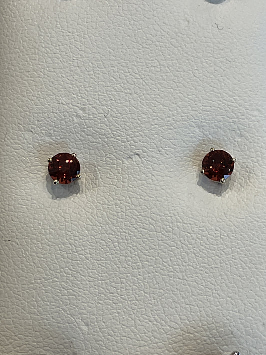 4MM Round Cut Stone 14KT Yellow/White Gold Stud Earrings