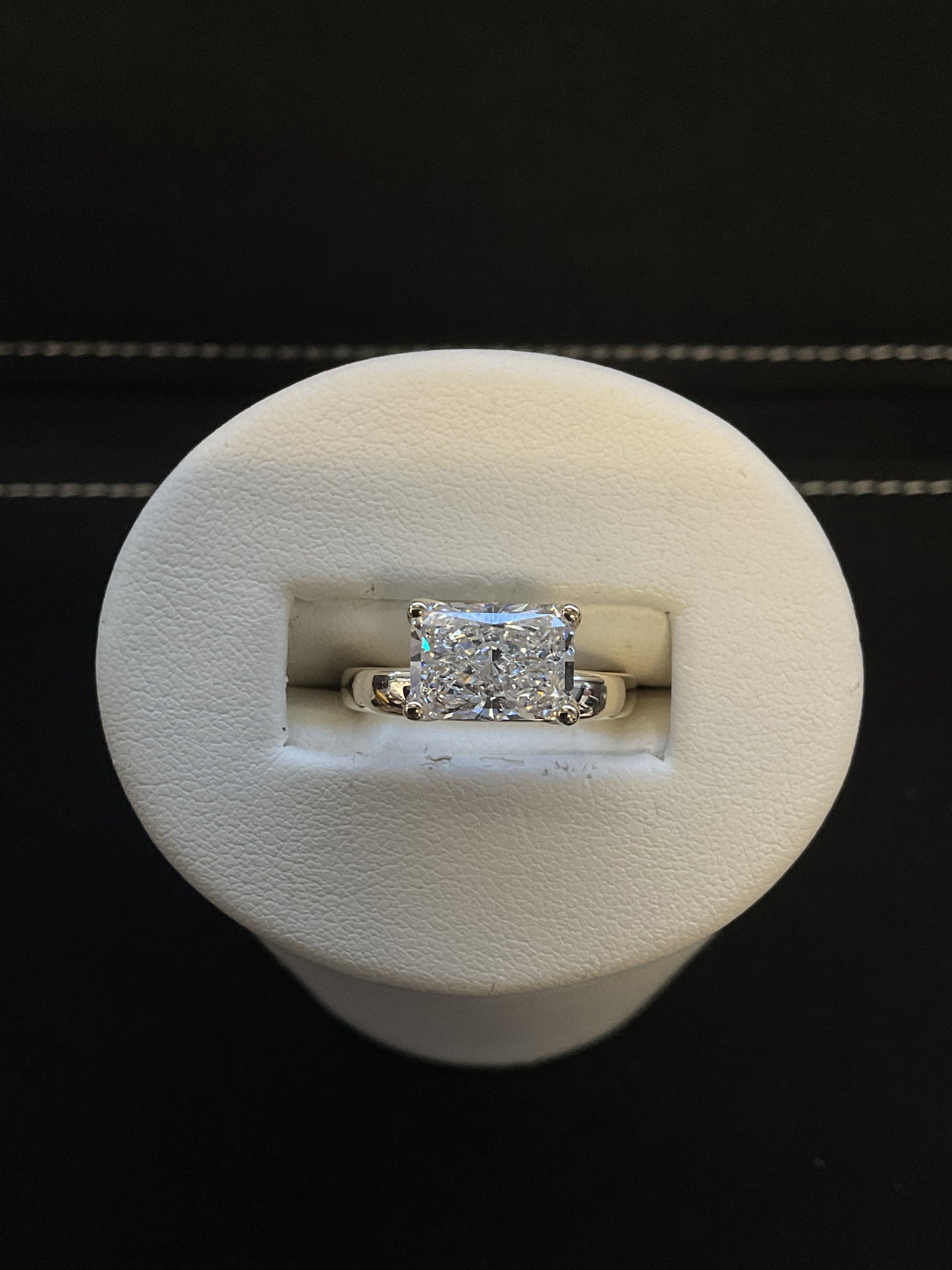 3.00CT Sideways Set Radiant Cut Lab Grown Diamond 14KT Yellow Gold Ring