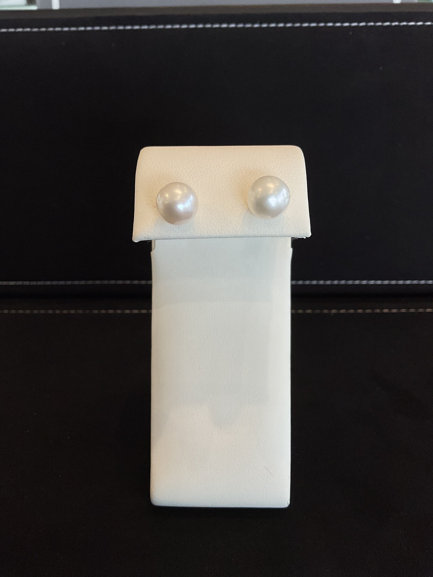 White Cultured Pearl 14KT White Gold Stud Earrings