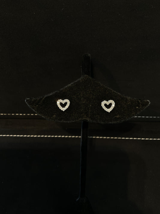 .35 CTW Round Brilliant Cut Diamond 14KT White Gold Heart Design Stud Earrings