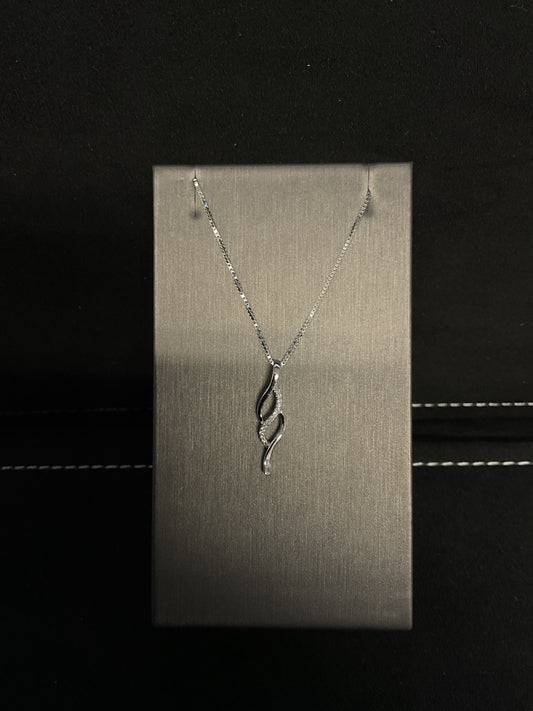 0.05CTW Round Brilliant Cut Diamond Abstract Necklace 18" Chain