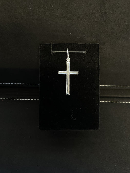 Sterling Silver Plain Flattened Edge Cross Pendant