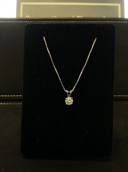 .45 CT Round Brilliant Cut Diamond 14KT White Gold Solitaire Necklace 18" Chain