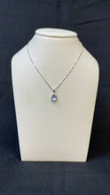 Load image into Gallery viewer, Fancy Cut Oval Aquamarine / Diamond Halo Necklace

