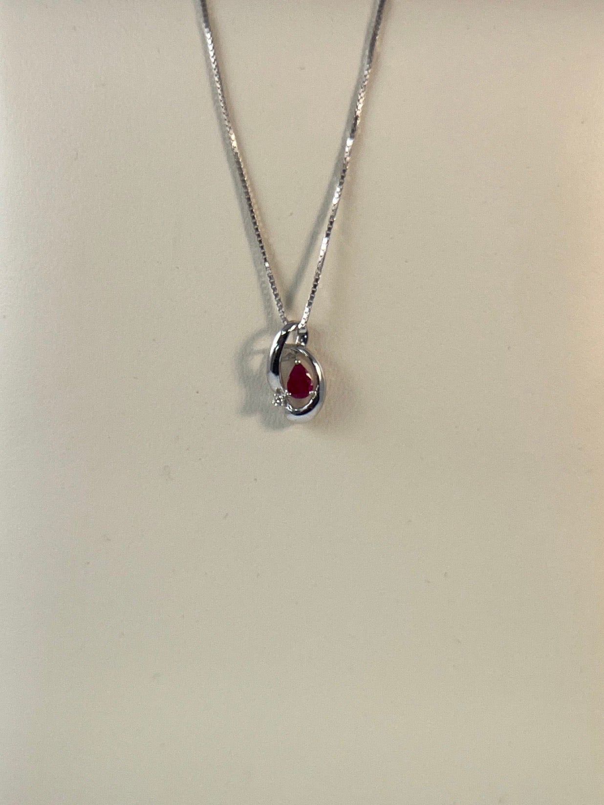 Ruby Pear Shape Necklace w/ Diamond