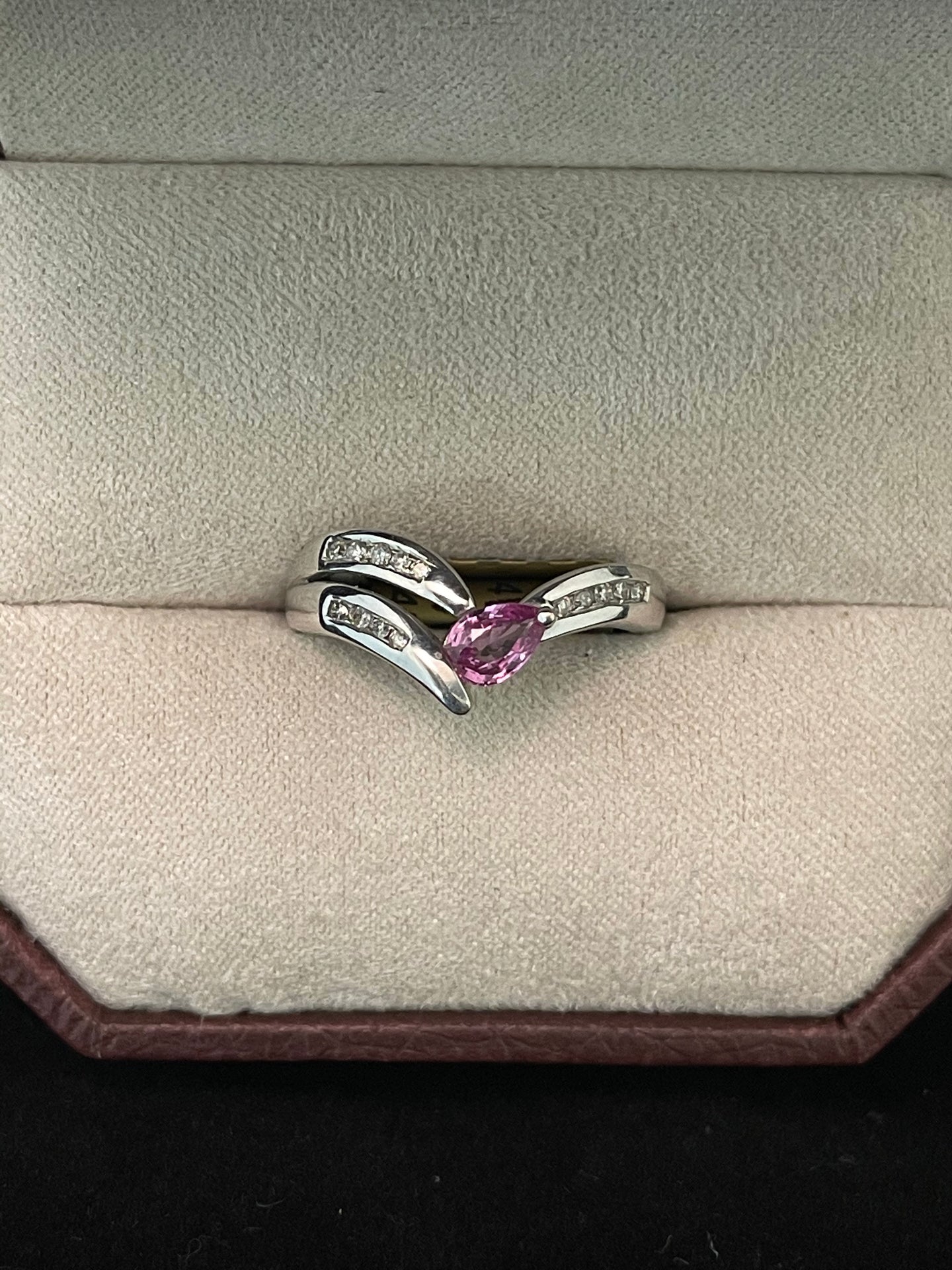 Pear Shape Pink Sapphire w/ Diamond Ring