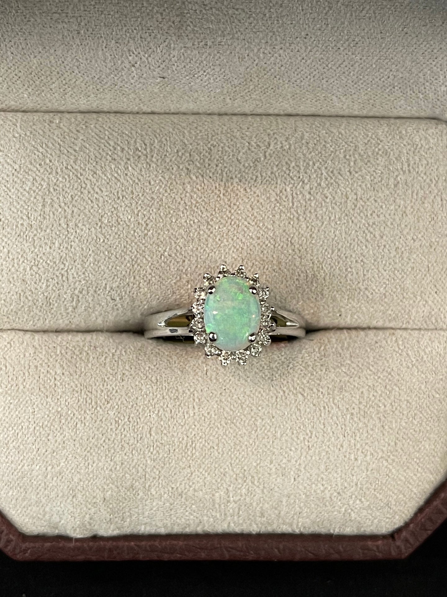 Oval Opal w/ Diamond Halo Ring