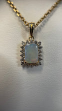 Load image into Gallery viewer, Elongated Opal w/ Diamond Halo Pendant
