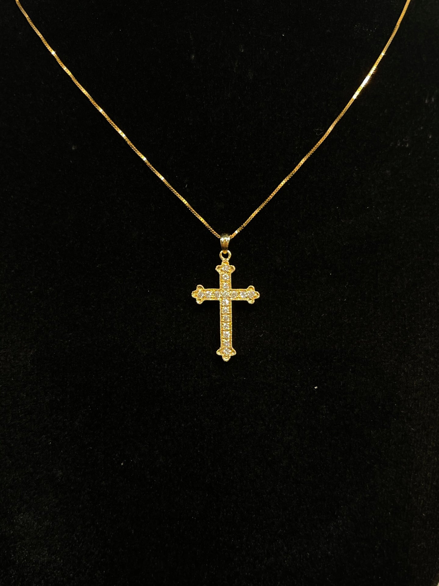 Diamond Cross Yellow Gold Necklace A5840