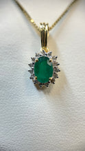 Load image into Gallery viewer, Emerald Oval Pendant w/ Diamond Halo
