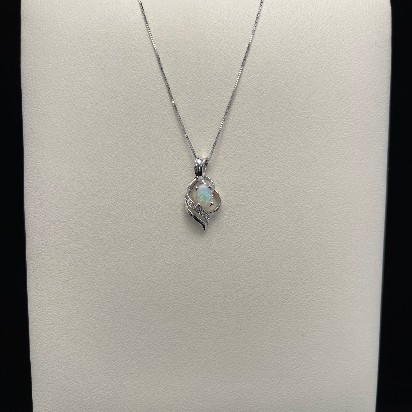 Oval Opal w/ Diamond Accents Necklace