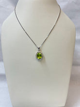 Load image into Gallery viewer, Oval Peridot w/ Diamond Accents Necklace
