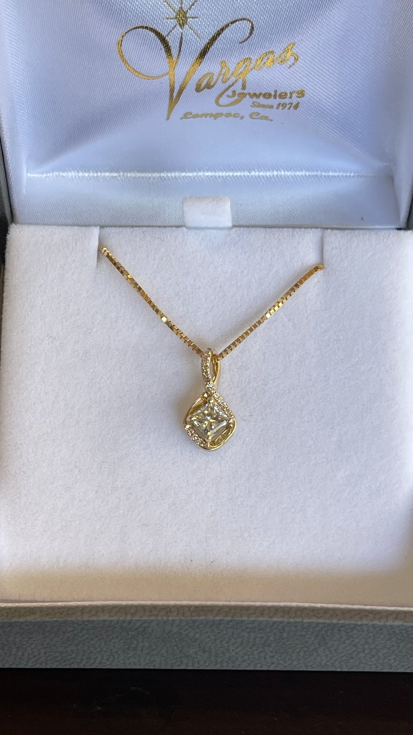 Princess Cut Diamond Drop Necklace A5955